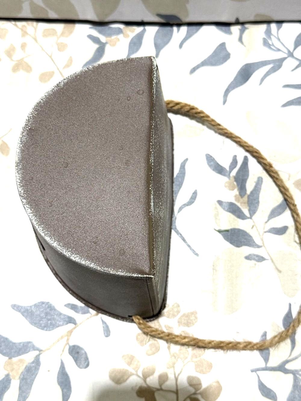 Rustic Metal Flower Pot with Rope Handle - Brown - Picture 4 of 9